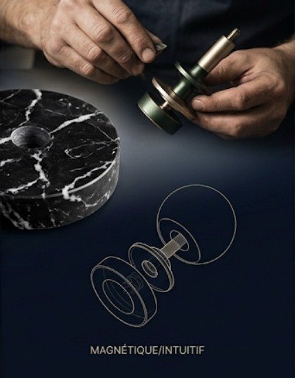 Nero Marquina marble base and magnetic fitting